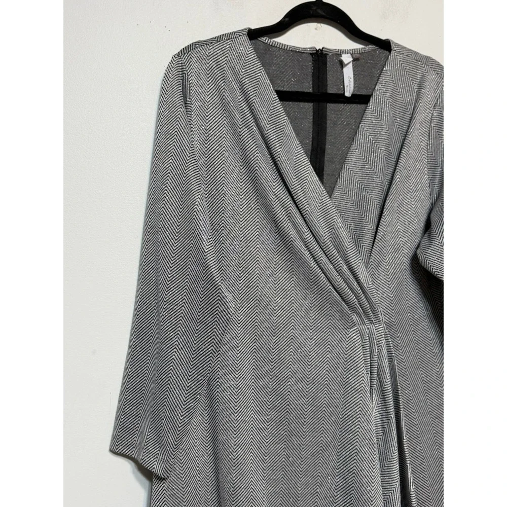 NY Collection Quiet Luxury Herringbone Wrap Dress Womens Size 2X Clean Girl Chic